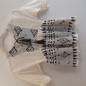 Girl 5 Cream and Black Tribal Ink Affect Korean Dress Boho